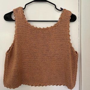 Knit crop tank - hand knit - size small